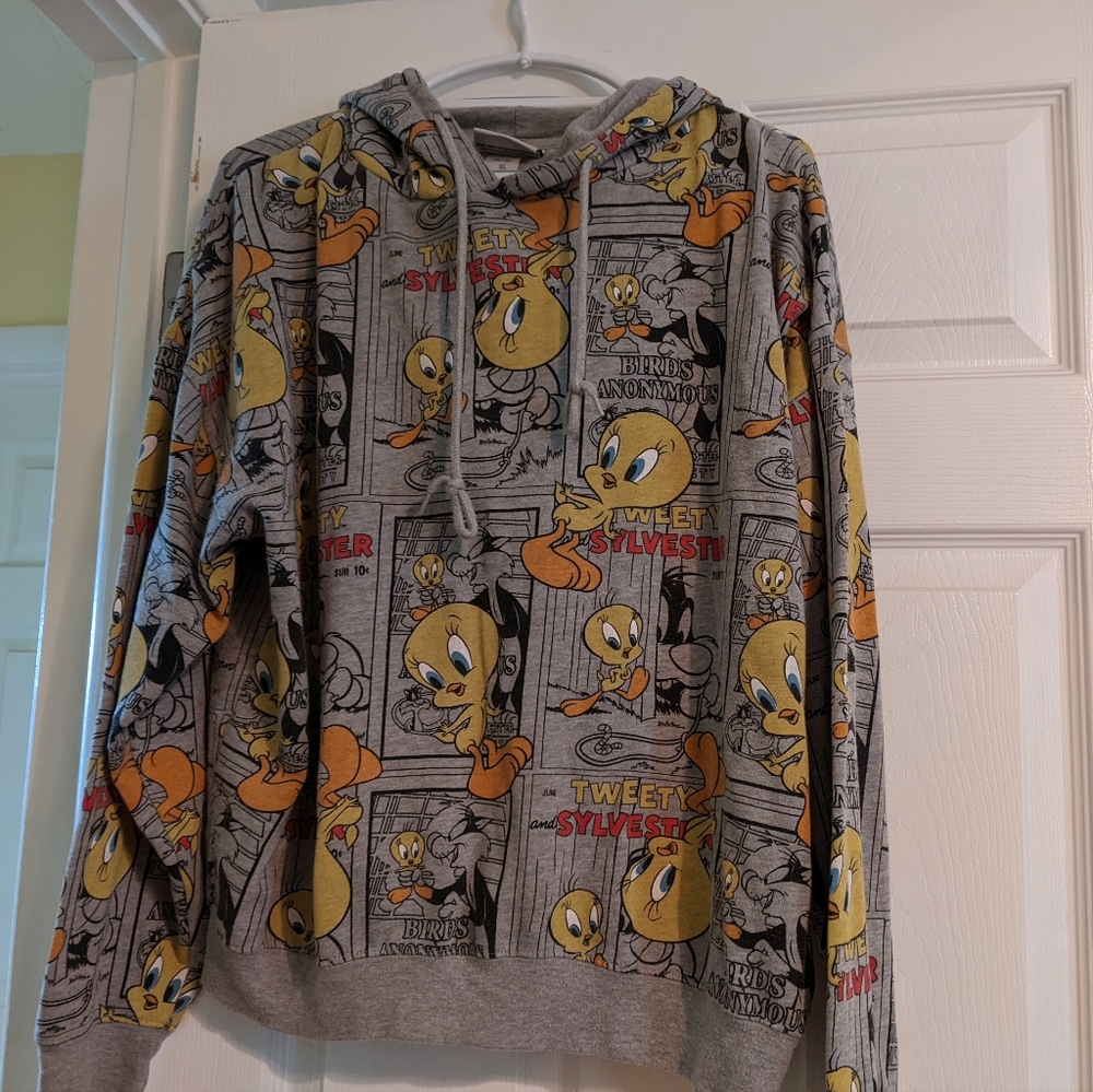 Looney tunes Gray sweatshirt children extra large with Tweety Bird and Sylvester